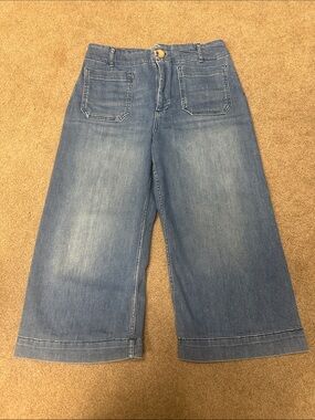 Anthropologie Colette Blue Wide-Leg Crop Jeans - Women's